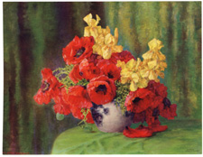 Vintage calendar art of flowers